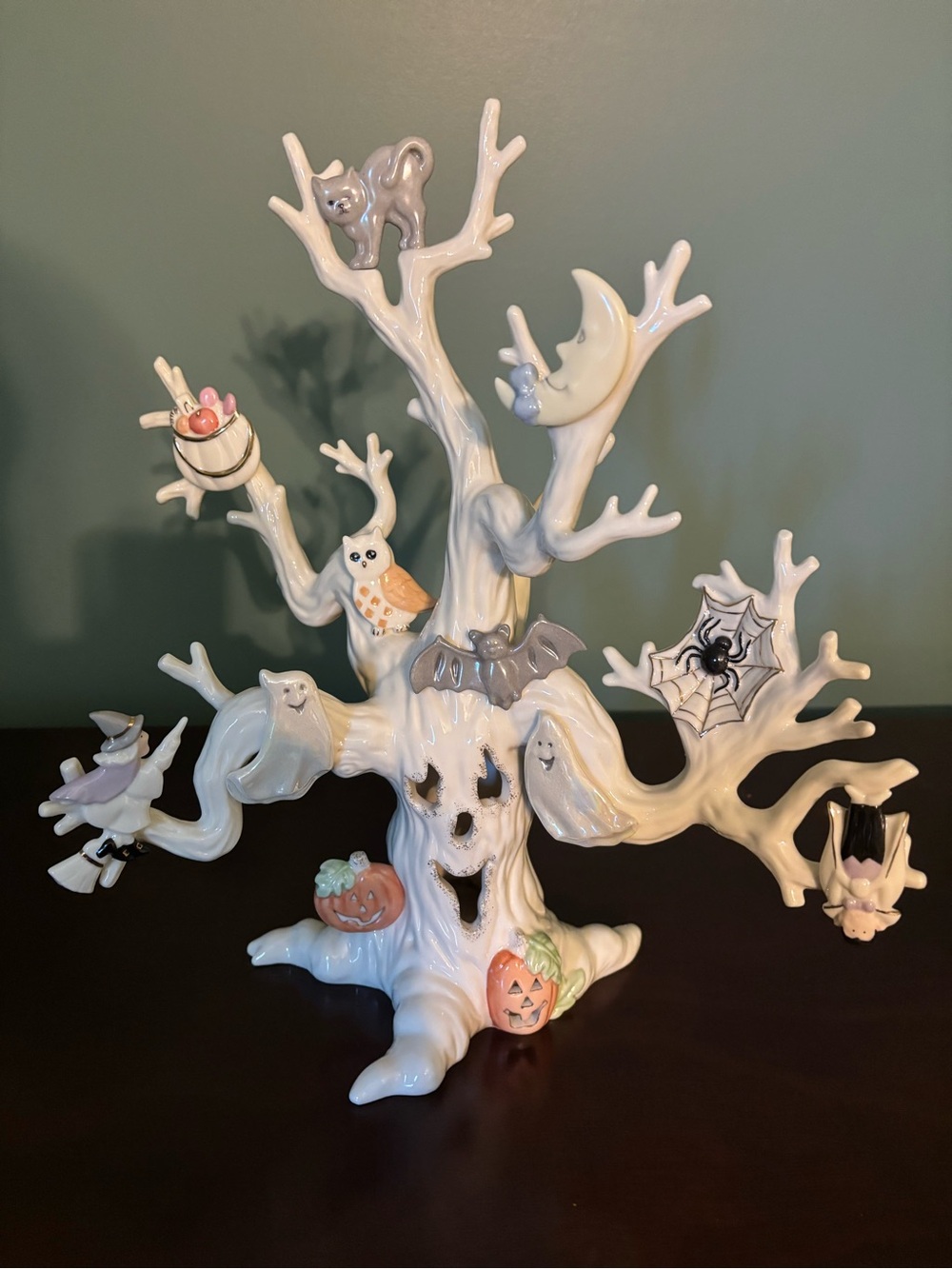 Lenox White Haunted Halloween Lighted Tree with Jack-o'-Lantern Accents